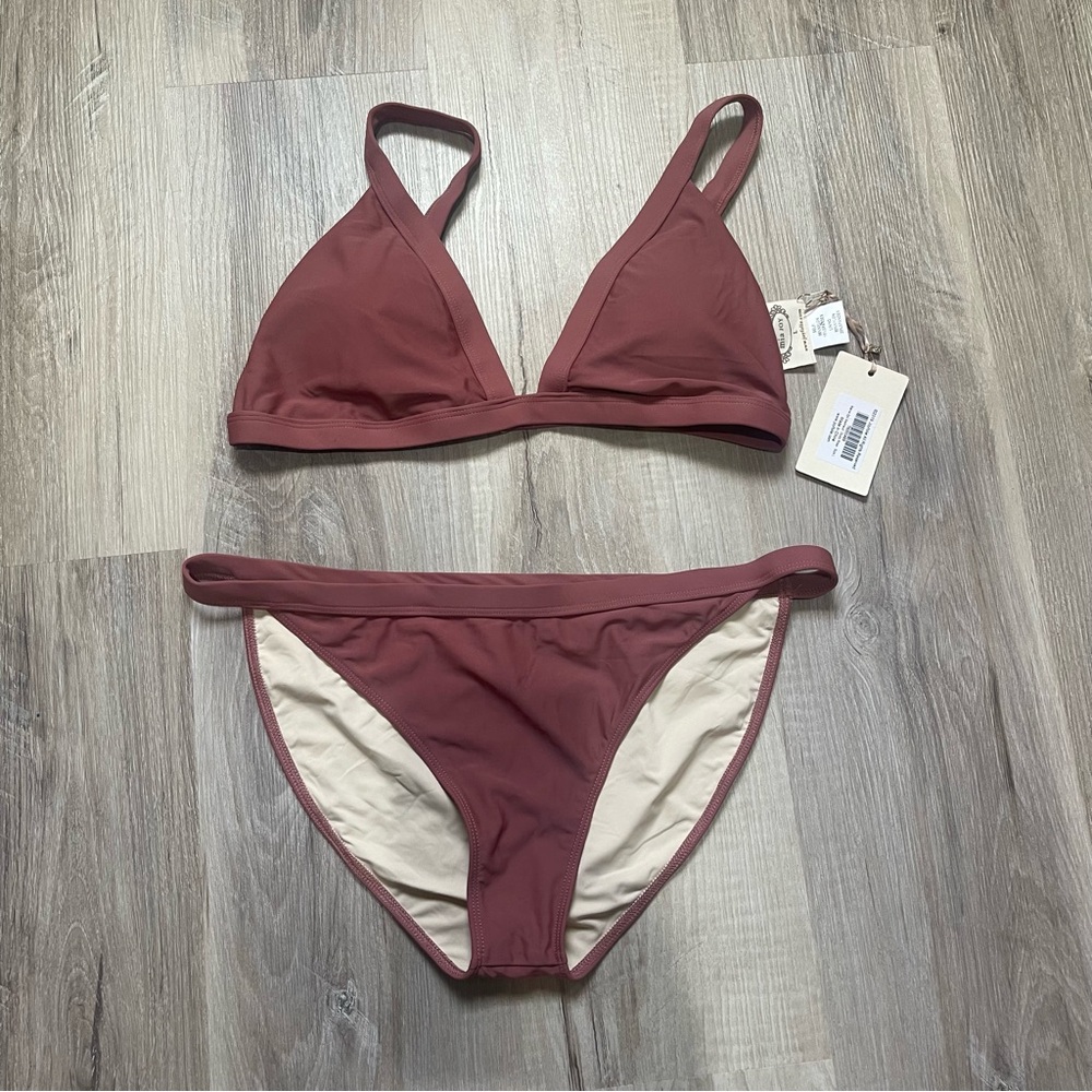Classic Triangle Bikini Set in Mauve Rose